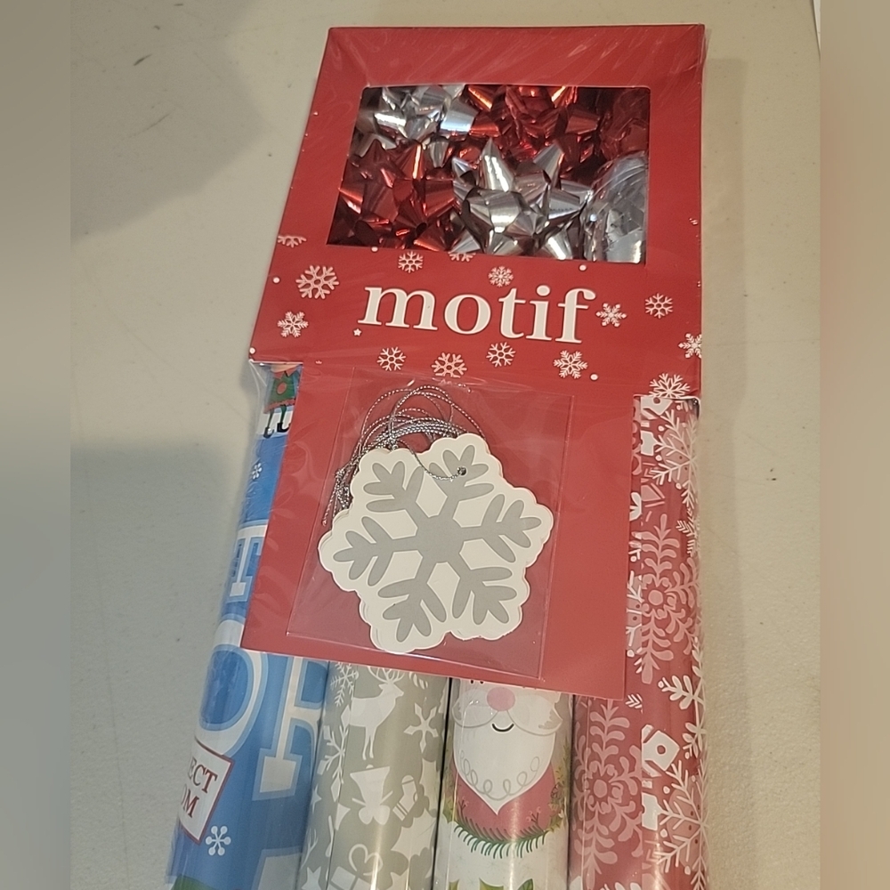 Gift Wrap Paper Christmas  Set 4Pack Roll 120 SQ. FT.  X 30in . Motif